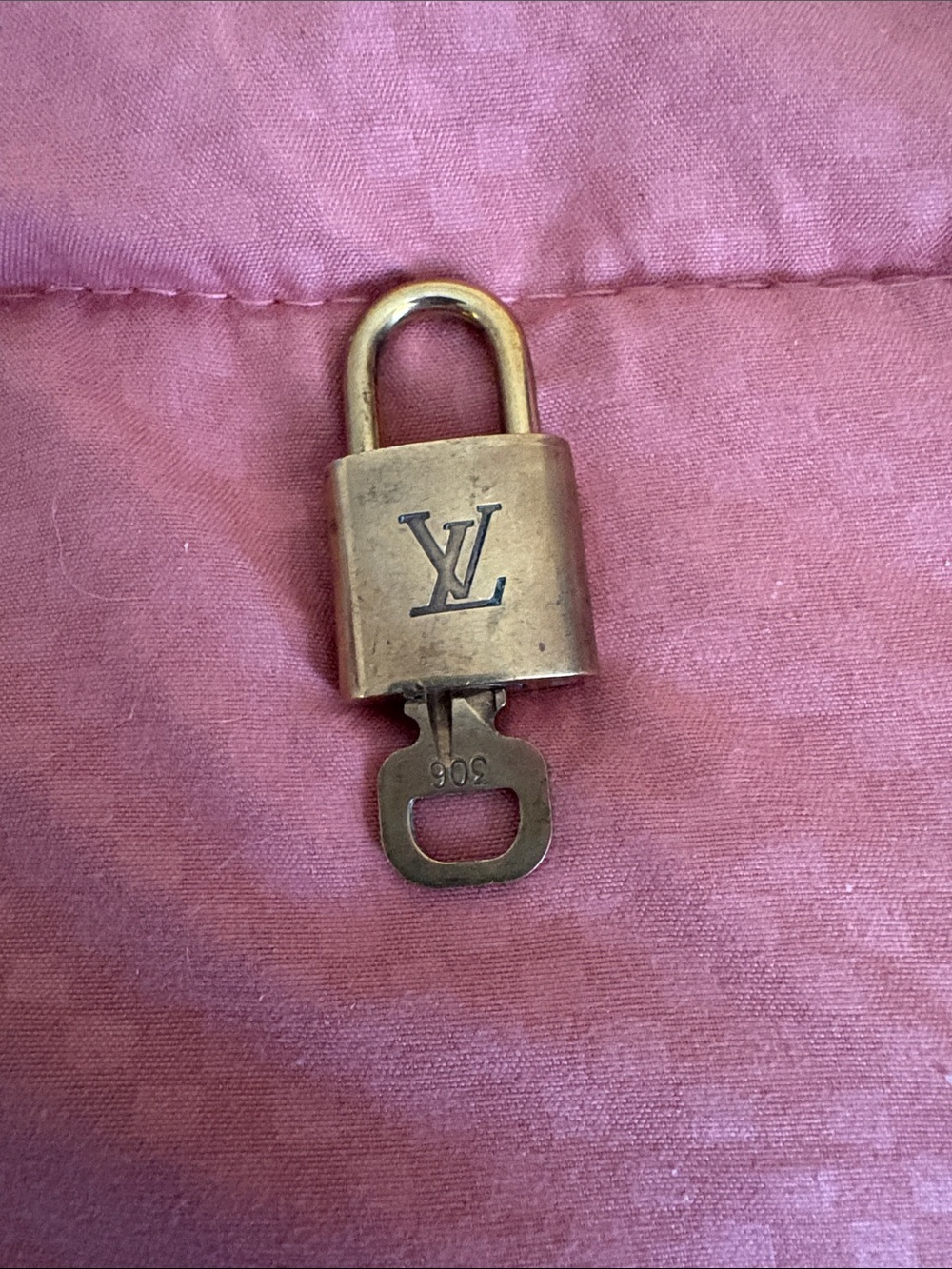 Louis Vuitton Gold Tone LV Padlock with Key #306
